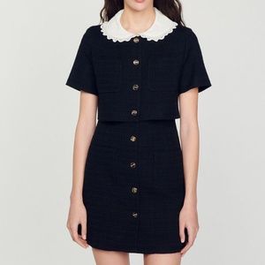 Sandro Short Tweed Dress Size 36
